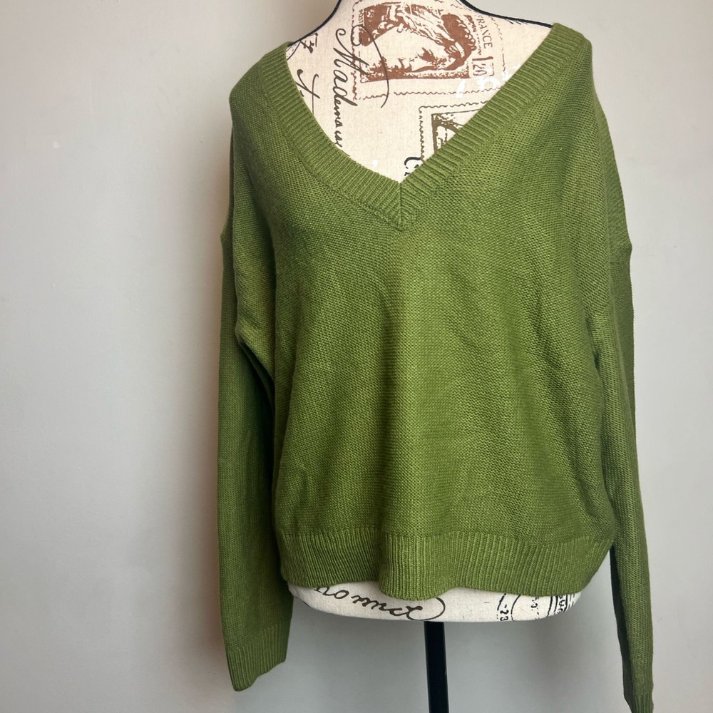 Green V-Neck Sweater